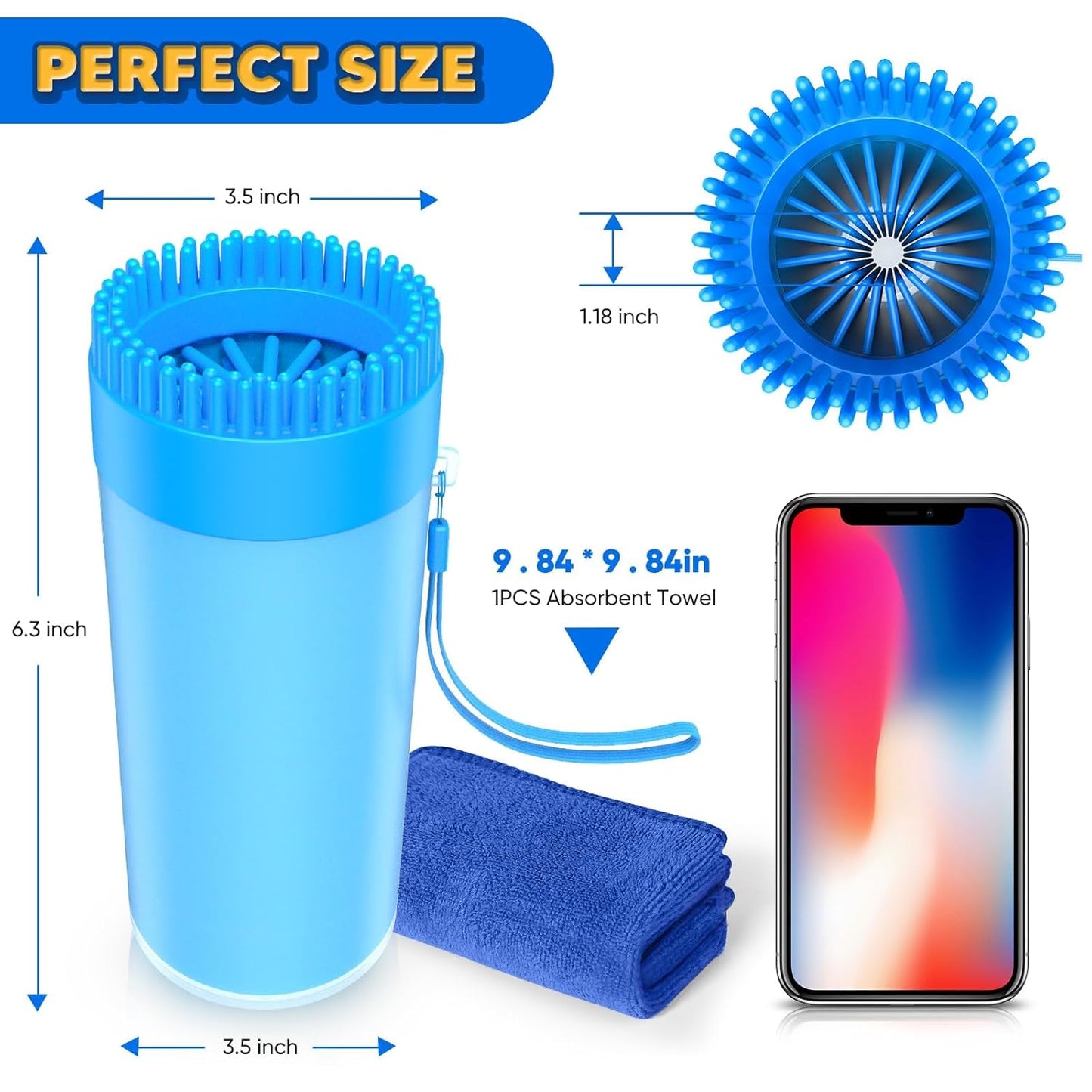 Upgrade 2 in 1 Paw Buddy for Medium Dogs - Muddy Foot Cleaner with Absorbent Towel