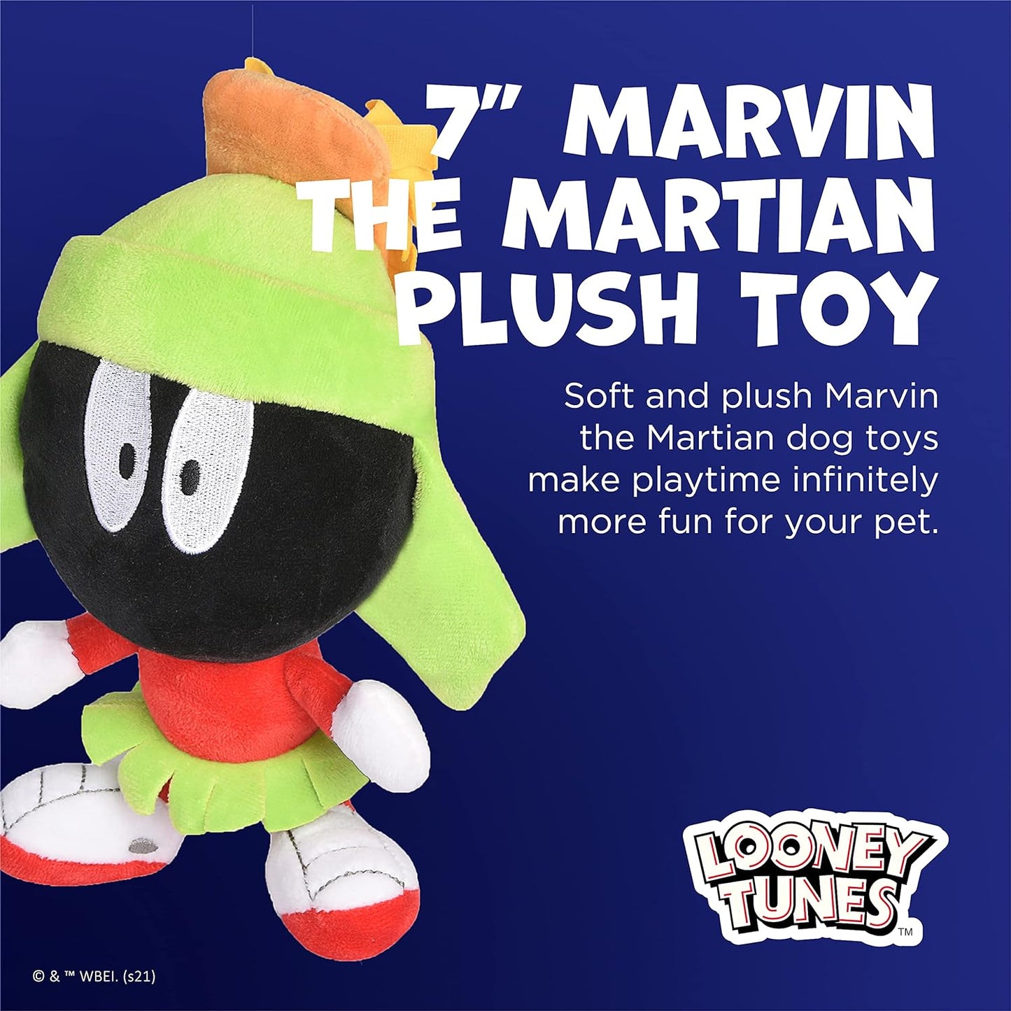 for Pets Marvin the Martian Big Head Plush Dog Toy Stuffed Animal for Dog| Dog Toy for All Dogs | Cute Squeak Toy for Dogs in Green Yellow and Black